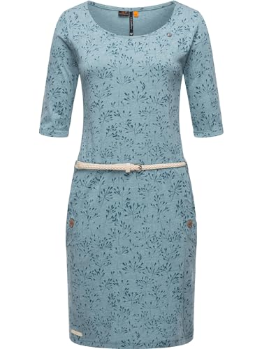 Ragwear Damen Jersey Minikleid Shirtkleid mit Taillengürtel Tannya Flowery Stone Blue Gr. S von Ragwear