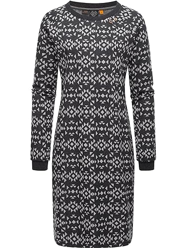 Ragwear Damen Jersey Shirtkleid Langarm Sweatkleid Winterkleid Dassa Aztec Dark Grey Gr. XXL von Ragwear
