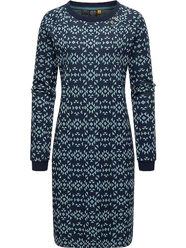 Ragwear Damen Jersey Shirtkleid Langarm Sweatkleid Winterkleid Dassa Aztec Navy Gr. M von Ragwear