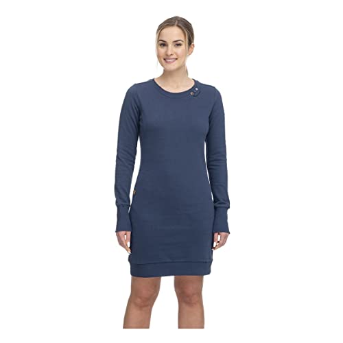 Ragwear MENITA Organic Damen Frauen Langarmkleid,Kleid,Freizeitkleid,Jerseykleid,Langarm,Rundhalsausschnitt,Taillengürtel,Blau,XS von Ragwear