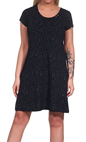 Ragwear Damen Kleid Panssi Mini-Shirtkleid mit Alloverprint 2211-20022 Black (1010) M von Ragwear