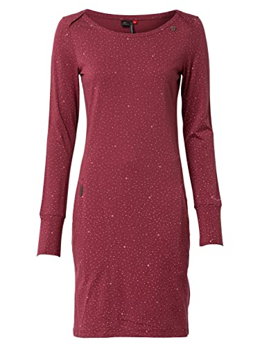 Ragwear Damen Kleid River weinrot/weiß L von Ragwear