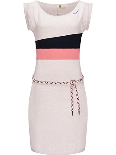 Ragwear Damen Kleid kurzes Sommerkleid mit Bindeband Taraya Organic Beige Gr. L von Ragwear