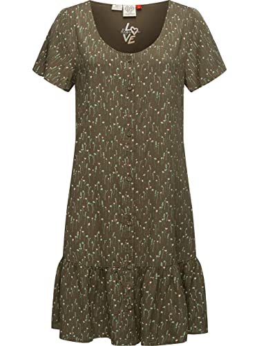 Ragwear Damen Kleid Sommerkleid kurz mit Knopfleiste Fialina Olive Gr. M von Ragwear