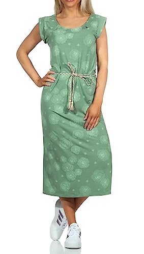 Ragwear Damen Kleid Tagg Midi Jerseykleid mit Blumenmuster 2311-20029 Dusty Green (5036) L von Ragwear