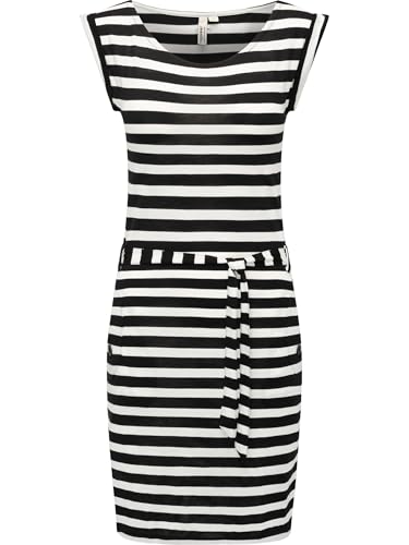 Ragwear Damen Kurzarm Sommerkleid kurzes, gestreiftes Minikleid mit Taillenband und Taschen Tagg Stripes YOUMODO Black Gr. XXL von Ragwear