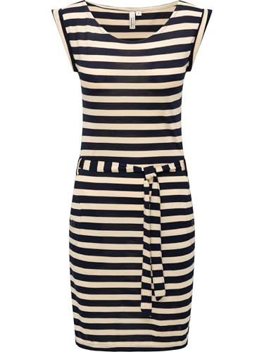 Ragwear Damen Kurzarm Sommerkleid kurzes, gestreiftes Minikleid mit Taillenband und Taschen Tagg Stripes YOUMODO Navy Gr. XL von Ragwear