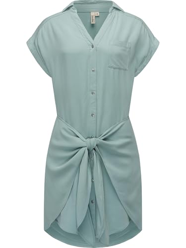 Ragwear Damen Kurzarm Sommerkleid kurzes Blusenkleid mit Taillenband und Brusttasche Bahaya YOUMODO Aqua Gr. S von Ragwear