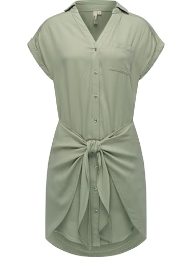 Ragwear Damen Kurzarm Sommerkleid kurzes Blusenkleid mit Taillenband und Brusttasche Bahaya YOUMODO Dusty Green Gr. XXL von Ragwear