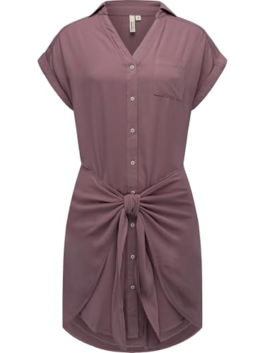 Ragwear Damen Kurzarm Sommerkleid kurzes Blusenkleid mit Taillenband und Brusttasche Bahaya YOUMODO Mauve Gr. M von Ragwear