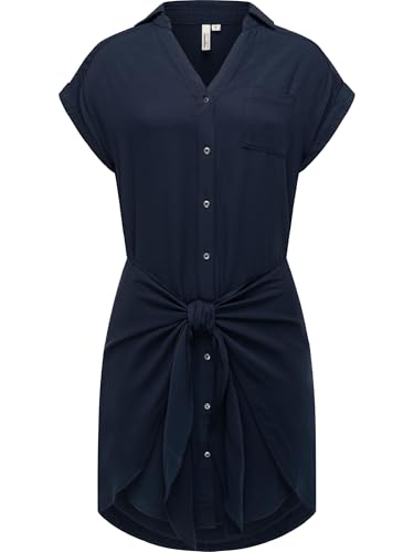 Ragwear Damen Kurzarm Sommerkleid kurzes Blusenkleid mit Taillenband und Brusttasche Bahaya YOUMODO Navy Gr. XL von Ragwear