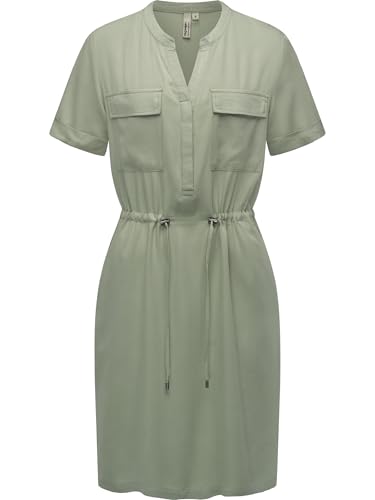 Ragwear Damen Kurzarm Sommerkleid kurzes Midikleid mit Brusttaschen Roisana YOUMODO Dusty Green Gr. XL von Ragwear