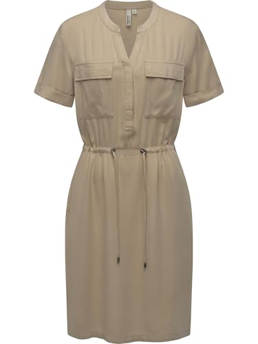 Ragwear Damen Kurzarm Sommerkleid kurzes Midikleid mit Brusttaschen Roisana YOUMODO Sand Gr. L von Ragwear