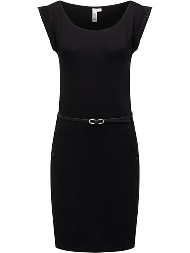 Ragwear Damen Kurzarm Sommerkleid kurzes Minikleid mit schmalem Taillen-Gürtel und Taschen Tagg YOUMODO Black Gr. XS von Ragwear