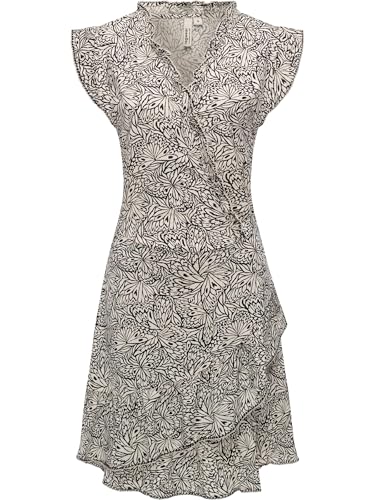 Ragwear Damen Kurzarm Sommerkleid kurzes Minikleid mit süßen Rüschen und Blumenmuster Chantalia Print YOUMODO Ecru Gr. XS von Ragwear