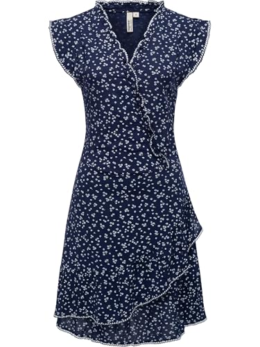 Ragwear Damen Kurzarm Sommerkleid kurzes Minikleid mit süßen Rüschen und Blumenmuster Chantalia Print YOUMODO Midnight Gr. L von Ragwear