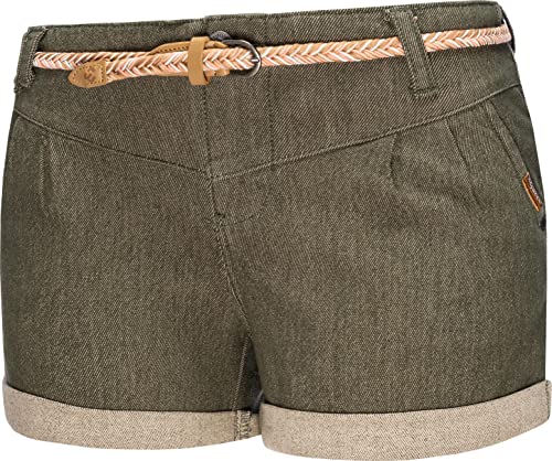 Ragwear Damen Kurze Hose Sommer-Shorts mit Flechtgürtel Heaven A Dark Olive21 Gr. 26 von Ragwear