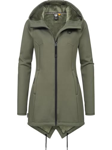 Ragwear Damen Kurzmantel Softshellmantel mit super kuscheligem, warmem Fleece-Innenfutter Wingi YOUMODO Dark Olive Gr. XL von Ragwear