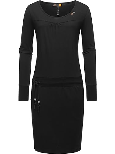 Ragwear Damen Langarm-Kleid Jersykleid kurz Penellope Black Gr. L von Ragwear