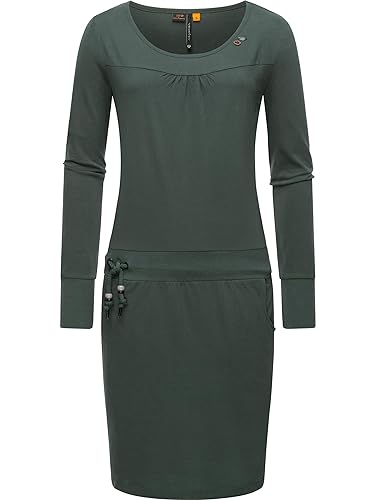 Ragwear Damen Langarm-Kleid Jersykleid kurz Penellope Dark Green Gr. L von Ragwear