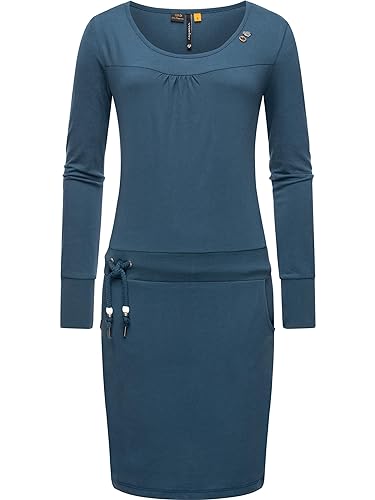 Ragwear Damen Langarm-Kleid Jersykleid kurz Penellope Petrol Gr. L von Ragwear