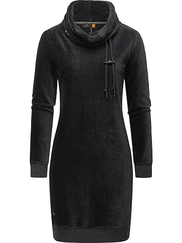 Ragwear Damen Langarm Minikleid kurzes Elegantes Winterkleid Chloe Velvet Dark Grey23 Gr. L von Ragwear