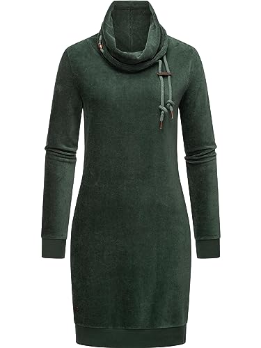 Ragwear Damen Langarm Minikleid kurzes Elegantes Winterkleid Chloe Velvet Pine Green23 Gr. L von Ragwear