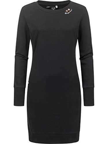 Ragwear Damen Langarm Sweatkleid Winterkleid aus Biobaumwolle und recyceltem Polyester Menita Organic Black Gr. S von Ragwear