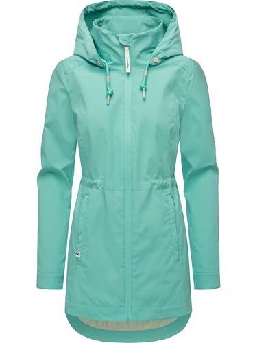 Ragwear Damen Lange Übergangsjacke wasserdicht und atmungsaktiv Parka mit Abnehmbarer Kapuze und feiner Rillenstruktur Dakkota B YOUMODO Lagoon Green Gr. XXL von Ragwear