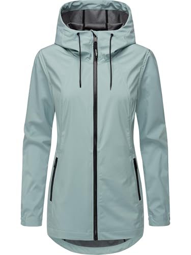 Ragwear Damen Lange Übergangsjacke wasserdichter und atmungsaktiver Kurzmantel mit Verstellbarer Kapuze Zuzka Sport YOUMODO Aqua Gr. S von Ragwear
