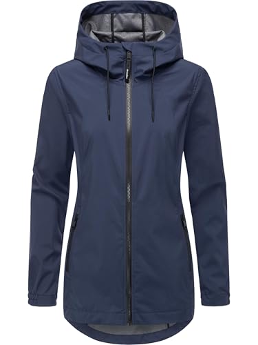 Ragwear Damen Lange Übergangsjacke wasserdichter und atmungsaktiver Kurzmantel mit Verstellbarer Kapuze Zuzka Sport YOUMODO Midnight Gr. 6XL von Ragwear