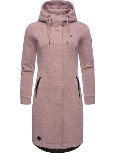 Ragwear Damen Leichter Sweat Übergangsmantel lang windabweisend mit Kapuze Letti Long Mauve Gr. L von Ragwear