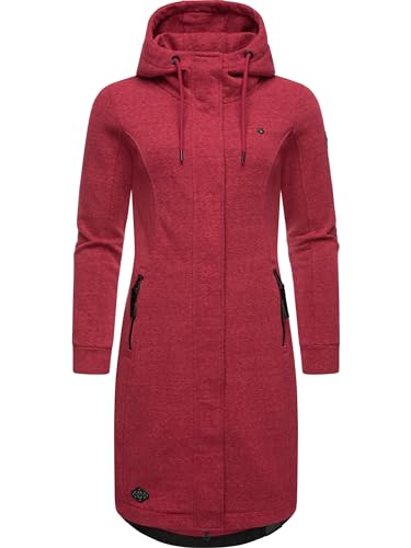 Ragwear Damen Leichter Sweat Übergangsmantel lang windabweisend mit Kapuze Letti Long Raspberry Gr. L von Ragwear