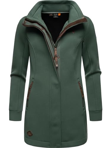 Ragwear Damen Leichter Sweat-Übergangsmantel lang windabweisendl mit hohem Kragen Letrice Bonded Pine Green Gr. XXL von Ragwear