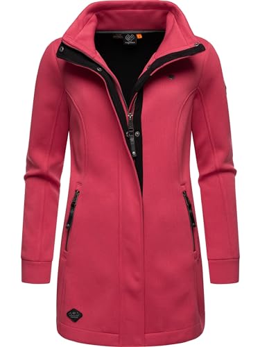 Ragwear Damen Leichter Sweat-Übergangsmantel lang windabweisendl mit hohem Kragen Letrice Bonded Raspberry Gr. XL von Ragwear