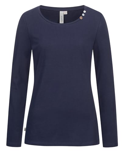 Ragwear Damen Longsleeve Fllorah Long GOTS Langarmshirt mit Zierknöpfen 2511-25001 Midnight (2000) L von Ragwear