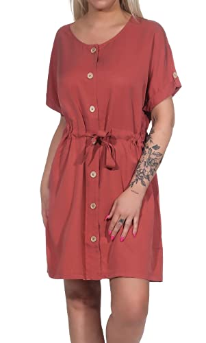 Ragwear Damen Mini-Kleid Purah Dress Organic Hemdkleid mit Knopfleiste 2211-20065 Rose (4041) M von Ragwear