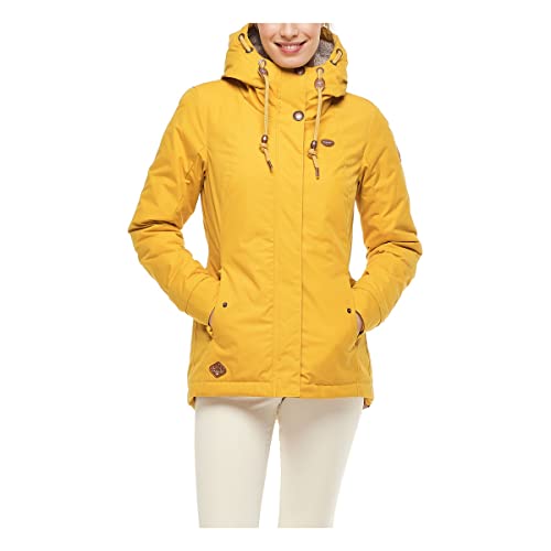 Ragwear MONADE Damen Frauen Parka,Mantel,Übergangsmantel,Übergangsjacke mit Kapuze,Herbstmantel,wasserabweisend,Regular Fit,Gelb,S von Ragwear