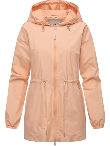 Ragwear Damen Regenjacke wasserdichte und atmungsaktive Kurze Übergangsjacke mit Kapuze und Taillenzugband Monadissimo A YOUMODO Light Peach Gr. S von Ragwear