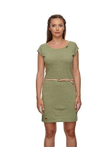 Ragwear Damen Sofia Dress Kurzarmkleid, Frauen Kleid,Freizeitkleid,Sommerkleid,ärmellos,Rückenausschnitt,Taillengürtel,Regular Fit,Grün,S von Ragwear