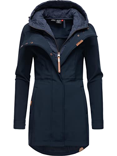 Ragwear Damen Softshellmantel Lange Übergangsjacke Outdoormantel mit Kapuze Ybela Navy22 Gr. 3XL von Ragwear