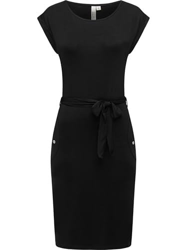 Ragwear Damen Sommerkleid Kurzarm Midikleid mit Stoffgürtel Taggien YOUMODO Black Gr. S von Ragwear