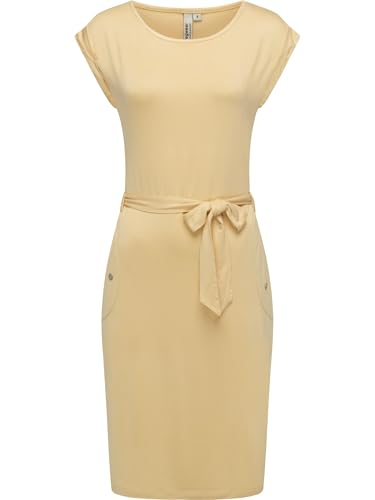 Ragwear Damen Sommerkleid Kurzarm Midikleid mit Stoffgürtel Taggien YOUMODO Cream Gr. XS von Ragwear