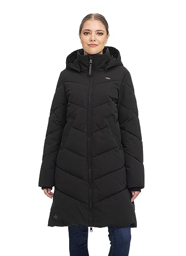 Ragwear REBELKA Damen Frauen Mantel,Parka,Steppmantel,lange Jacke,Stehkragen,wasserdicht,Schwarz,S von Ragwear