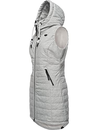 Ragwear Damen Steppweste Outdoor-Weste mit Kapuze Lucinda Vest Long White Gr. S von Ragwear