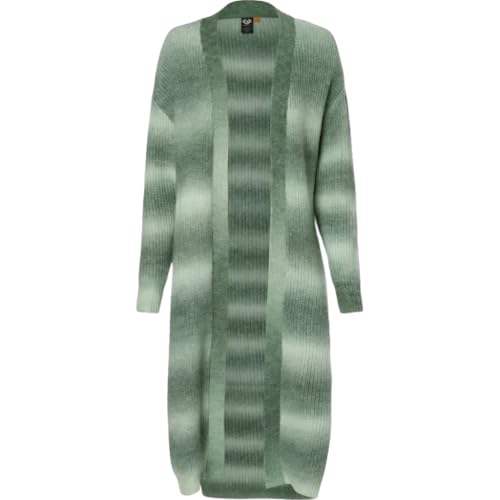Ragwear Damen Strickjacke Strickmantel Cardigan Stickpullover Saffon Strick Jacke gestreift (DE/NL/SE/PL, Alphanumerisch, XS, Regular, Regular, Dusty Green) von Ragwear