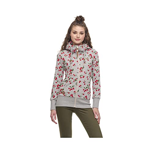 Ragwear Damen Sweatjacke Kapuzensweatjacke Jacke Neska Cherry Zip, Farbe:Grau, Größe:S, Artikel:-3003 Light Grey von Ragwear