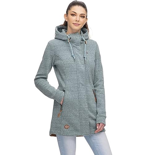 Ragwear LETTI Damen Frauen Kapuzenjacke,Sweatjacke lang,Übergangs-Parka,Kapuze,Seitentaschen,Blau,L von Ragwear