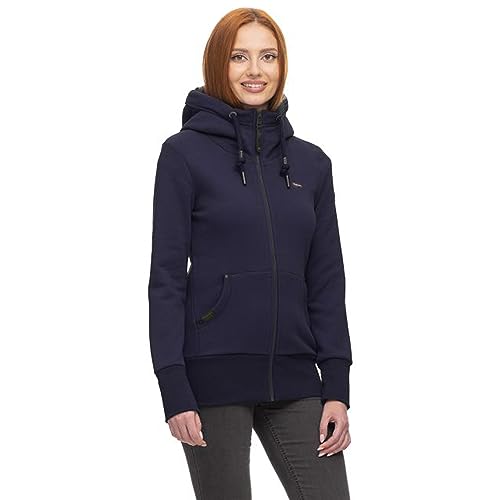 Ragwear NESKA Zip Damen Frauen Sweatjacke,Sweatshirt mit Reißverschluss,Zip Hoodie,Stehkragen,Blau,L von Ragwear