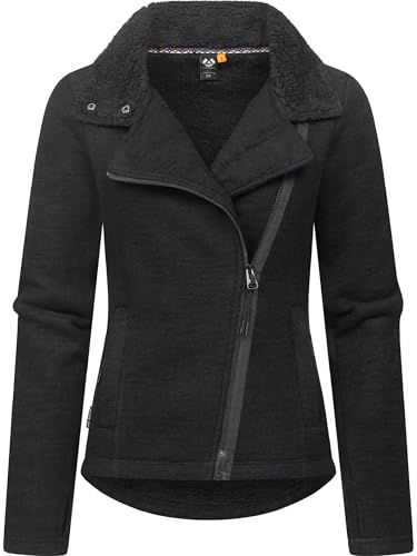 Ragwear Damen Sweatjacke Strickjacke mit Teddyfell-Futter Saskie Melange YOUMODO Black Gr. XXL von Ragwear